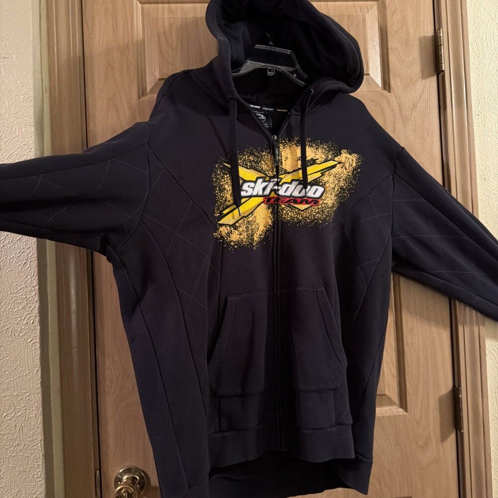 2005 Vtg Ski-Doo Team BRP Full Zip Hoodie Black Snowmobile Racing Graphic XL EUC
